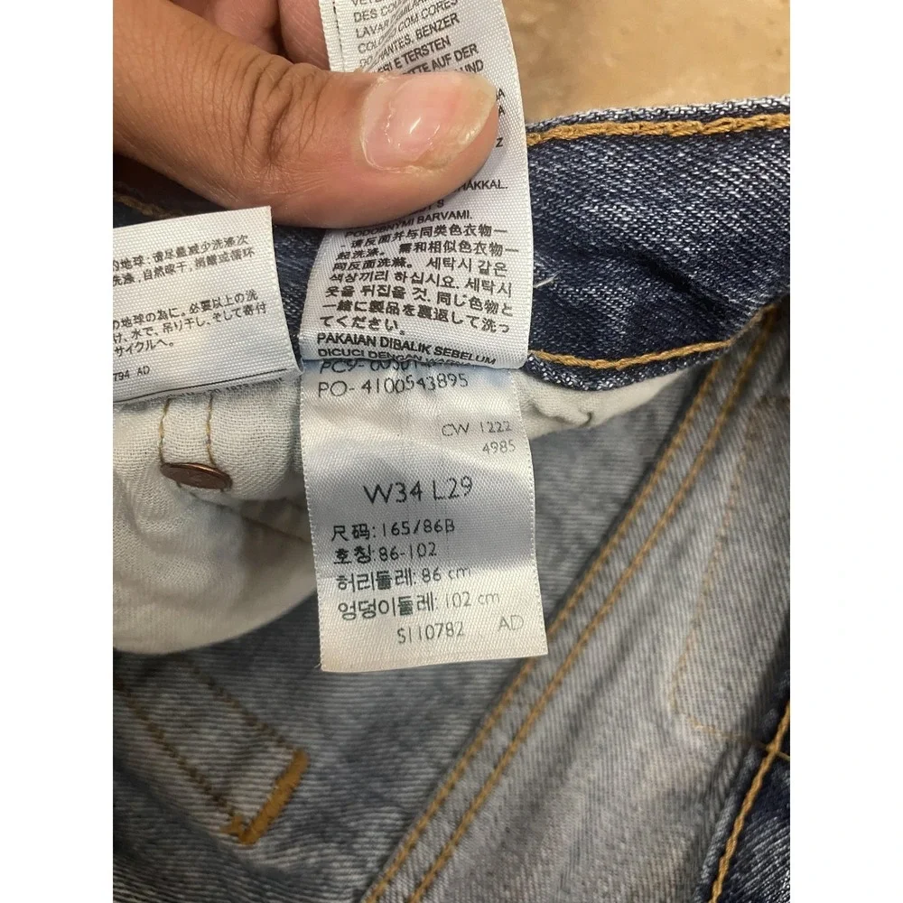 Levis‎ 501 Jeans Mens 34x29 Medium Wash Blue Denim Straight Leg Button Fly